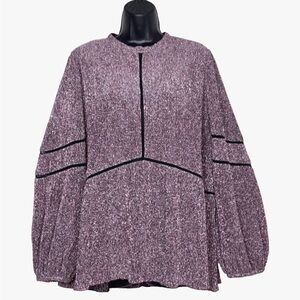 Crosby Mollie Burch L Tunic Top shirt metallic pink Crinkle shimmer cocktail